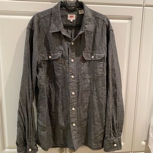 Levi’s Mens Charcoal Gray Linen Shirt Size XL